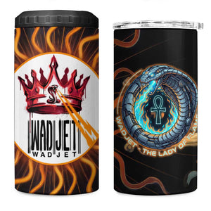Wadjet Fiery Serpent 4 in 1 Can Cooler Tumbler Egyptian Ankh Symbol in Dark Flame Protector Theme