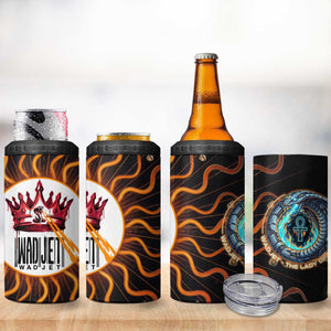 Wadjet Fiery Serpent 4 in 1 Can Cooler Tumbler Egyptian Ankh Symbol in Dark Flame Protector Theme