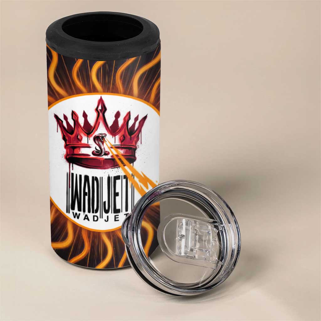 Wadjet Fiery Serpent 4 in 1 Can Cooler Tumbler Egyptian Ankh Symbol in Dark Flame Protector Theme