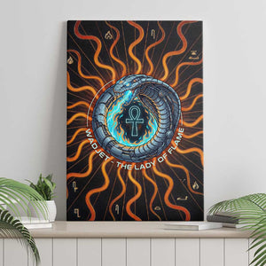 Wadjet Fiery Serpent Canvas Wall Art Egyptian Ankh Symbol in Dark Flame Protector Theme
