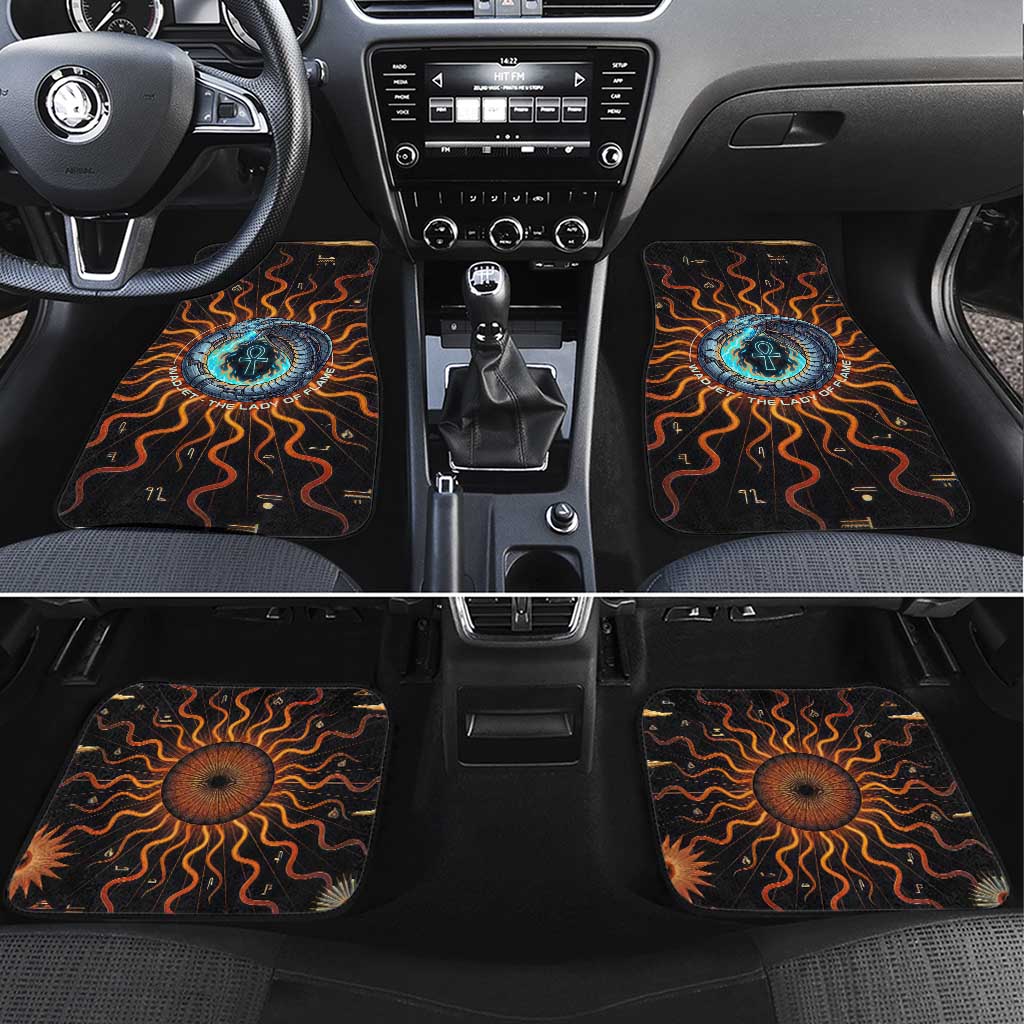 Wadjet Fiery Serpent Car Mats Egyptian Ankh Symbol in Dark Flame Protector Theme