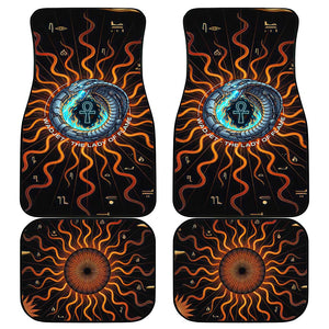 Wadjet Fiery Serpent Car Mats Egyptian Ankh Symbol in Dark Flame Protector Theme