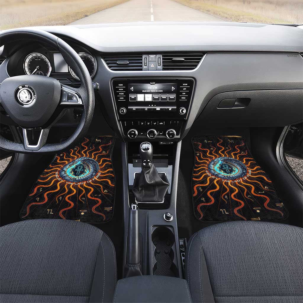 Wadjet Fiery Serpent Car Mats Egyptian Ankh Symbol in Dark Flame Protector Theme