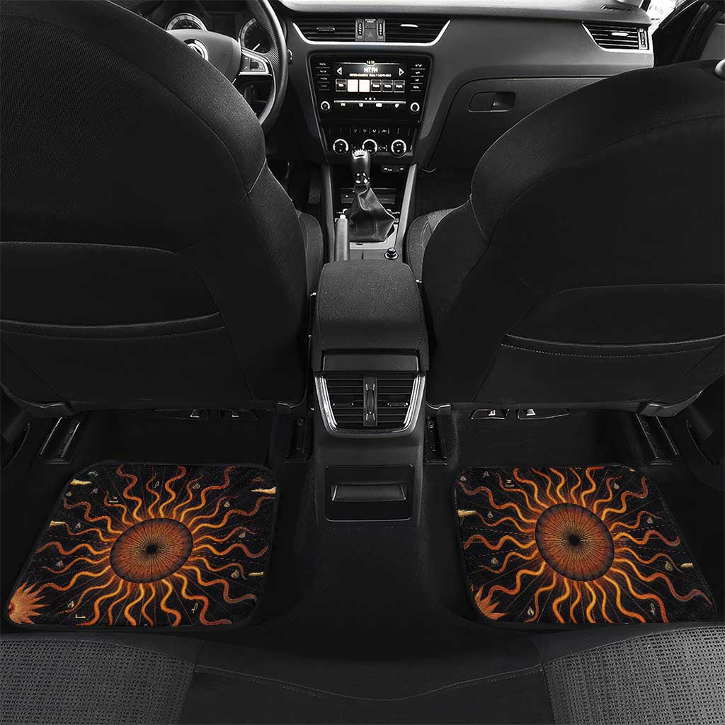 Wadjet Fiery Serpent Car Mats Egyptian Ankh Symbol in Dark Flame Protector Theme