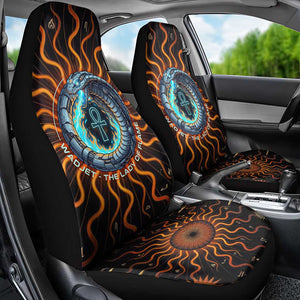 Wadjet Fiery Serpent Car Seat Cover Egyptian Ankh Symbol in Dark Flame Protector Theme