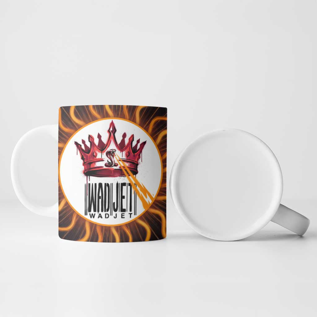 Wadjet Fiery Serpent Ceramic Mug Egyptian Ankh Symbol in Dark Flame Protector Theme