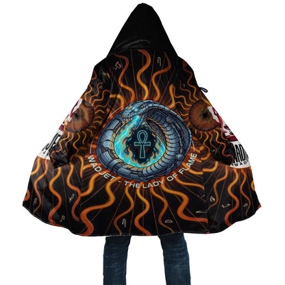 Wadjet Fiery Serpent Cloak Egyptian Ankh Symbol in Dark Flame Protector Theme