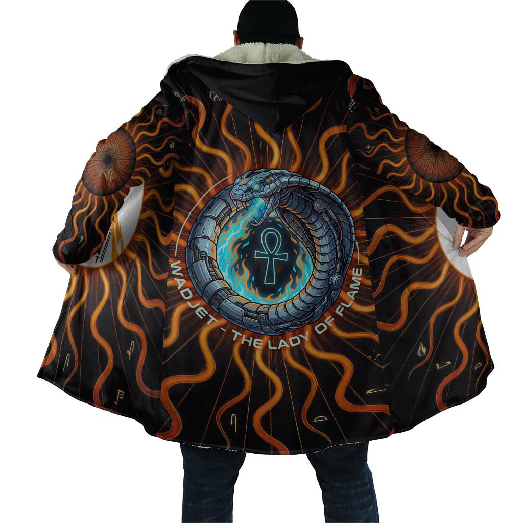Wadjet Fiery Serpent Cloak Egyptian Ankh Symbol in Dark Flame Protector Theme