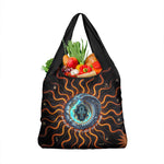Wadjet Fiery Serpent Grocery Bag Egyptian Ankh Symbol in Dark Flame Protector Theme