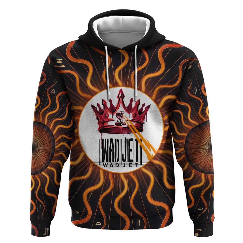 Wadjet Fiery Serpent Hoodie Egyptian Ankh Symbol in Dark Flame Protector Theme