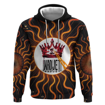Wadjet Fiery Serpent Hoodie Egyptian Ankh Symbol in Dark Flame Protector Theme