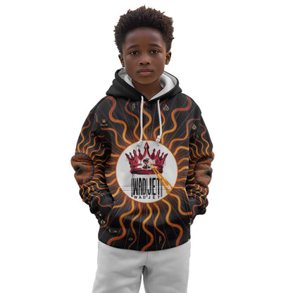 Wadjet Fiery Serpent Kid Hoodie Egyptian Ankh Symbol in Dark Flame Protector Theme