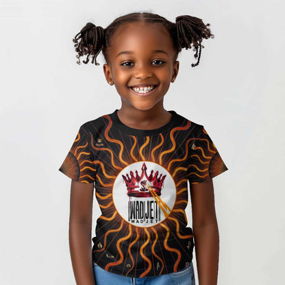 Wadjet Fiery Serpent Kid T shirt Egyptian Ankh Symbol in Dark Flame Protector Theme