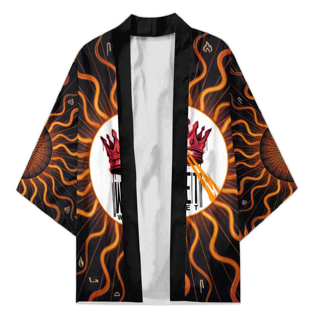 Wadjet Fiery Serpent Kimono Egyptian Ankh Symbol in Dark Flame Protector Theme