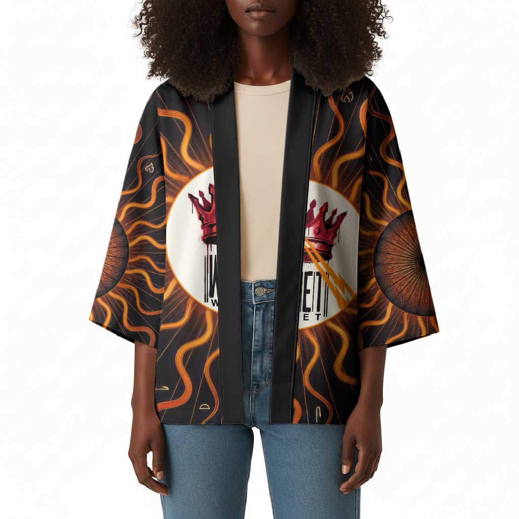 Wadjet Fiery Serpent Kimono Egyptian Ankh Symbol in Dark Flame Protector Theme
