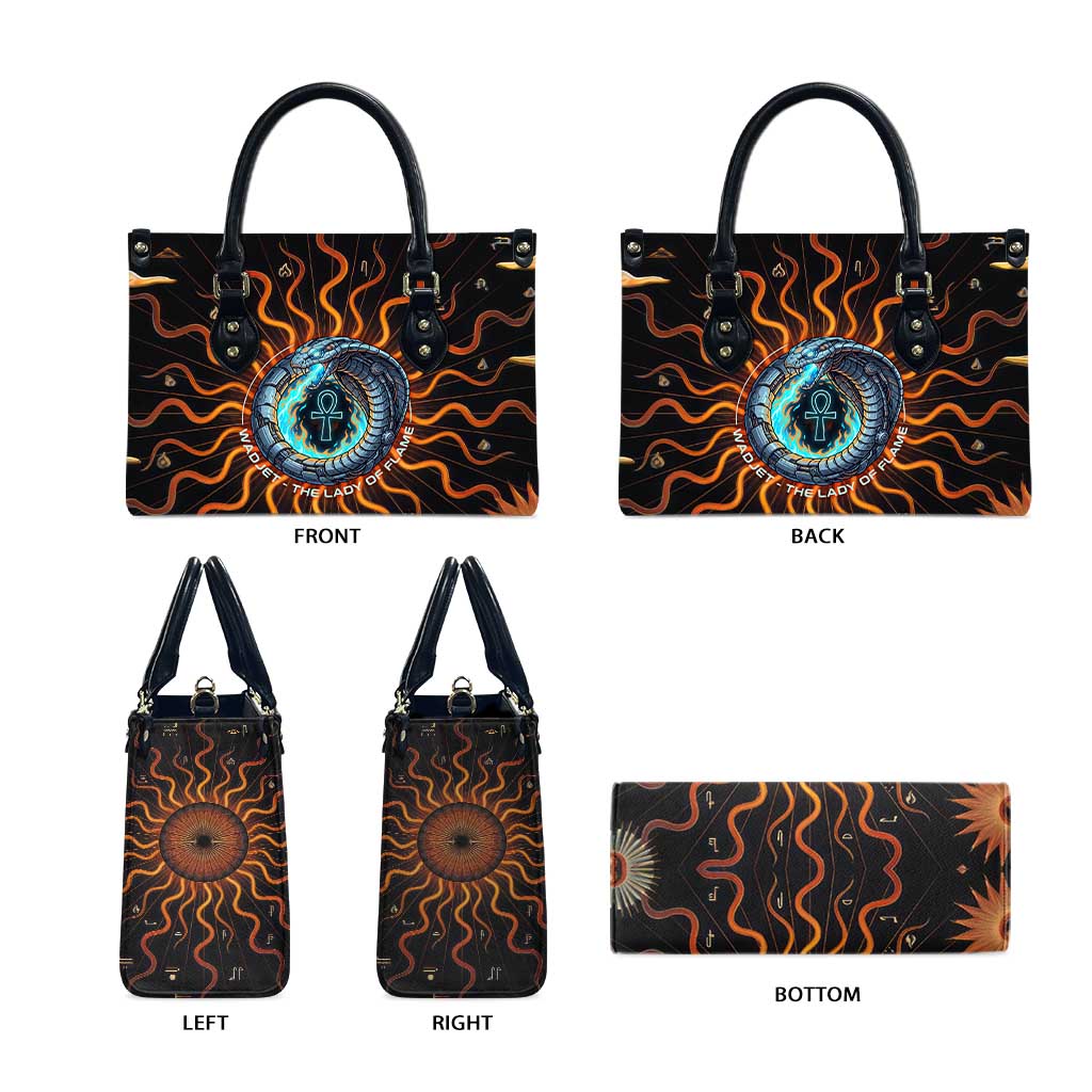 Wadjet Fiery Serpent Leather Bag Egyptian Ankh Symbol in Dark Flame Protector Theme