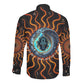 Wadjet Fiery Serpent Long Sleeve Button Shirt Egyptian Ankh Symbol in Dark Flame Protector Theme
