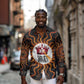 Wadjet Fiery Serpent Long Sleeve Button Shirt Egyptian Ankh Symbol in Dark Flame Protector Theme
