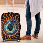 Wadjet Fiery Serpent Luggage Cover Egyptian Ankh Symbol in Dark Flame Protector Theme