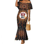 Wadjet Fiery Serpent Mermaid Dress Egyptian Ankh Symbol in Dark Flame Protector Theme