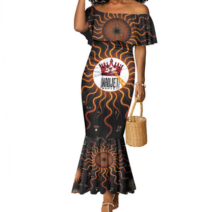 Wadjet Fiery Serpent Mermaid Dress Egyptian Ankh Symbol in Dark Flame Protector Theme