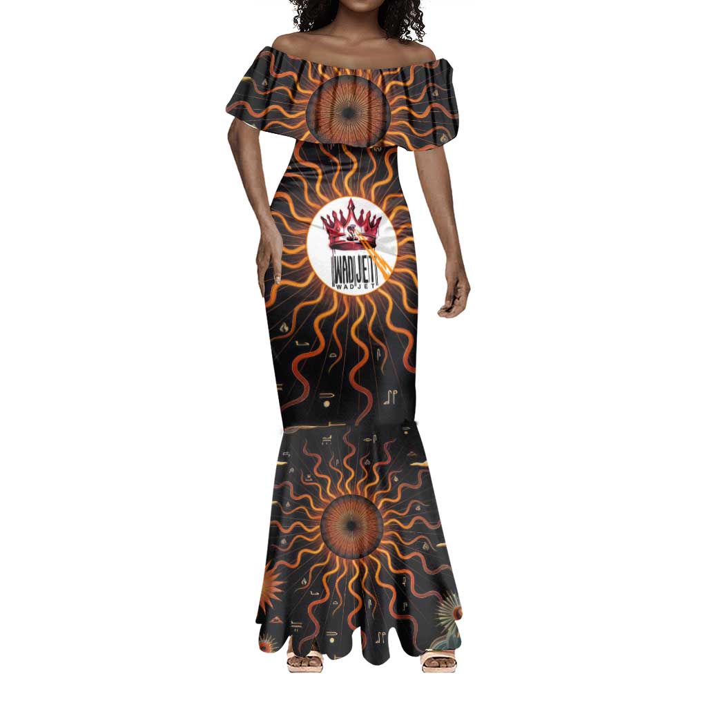 Wadjet Fiery Serpent Mermaid Dress Egyptian Ankh Symbol in Dark Flame Protector Theme