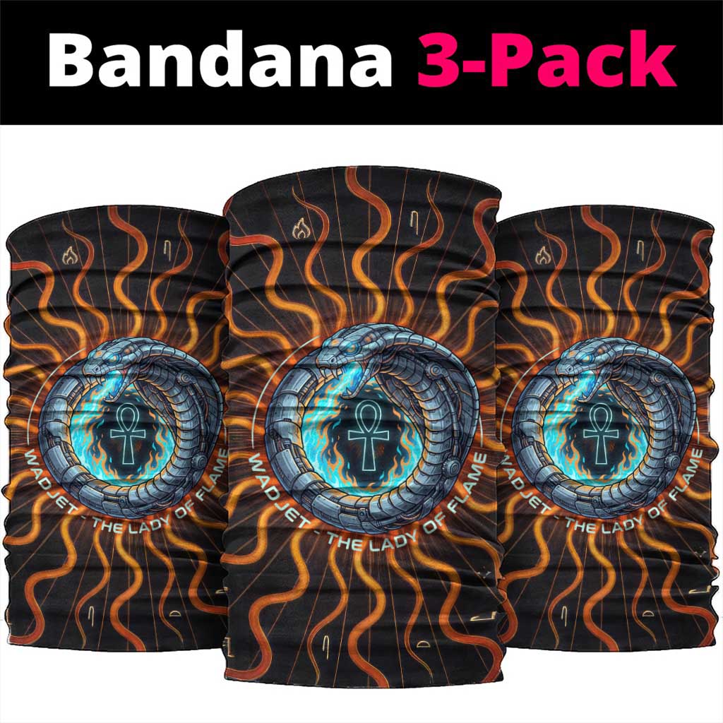 Wadjet Fiery Serpent Neck Gaiter Egyptian Ankh Symbol in Dark Flame Protector Theme