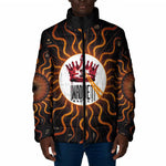 Wadjet Fiery Serpent Padded Jacket Egyptian Ankh Symbol in Dark Flame Protector Theme