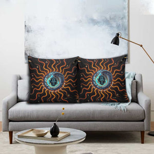Wadjet Fiery Serpent Pillow Cover Egyptian Ankh Symbol in Dark Flame Protector Theme