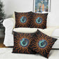 Wadjet Fiery Serpent Pillow Cover Egyptian Ankh Symbol in Dark Flame Protector Theme