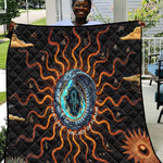 Wadjet Fiery Serpent Quilt Egyptian Ankh Symbol in Dark Flame Protector Theme