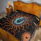 Wadjet Fiery Serpent Quilt Egyptian Ankh Symbol in Dark Flame Protector Theme