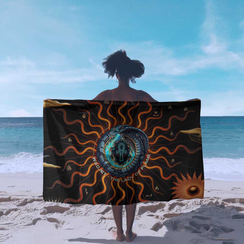 Wadjet Fiery Serpent Sarong Egyptian Ankh Symbol in Dark Flame Protector Theme
