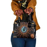 Wadjet Fiery Serpent Shoulder Handbag Egyptian Ankh Symbol in Dark Flame Protector Theme