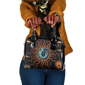 Wadjet Fiery Serpent Shoulder Handbag Egyptian Ankh Symbol in Dark Flame Protector Theme