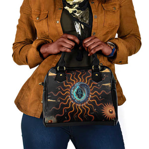 Wadjet Fiery Serpent Shoulder Handbag Egyptian Ankh Symbol in Dark Flame Protector Theme