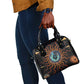Wadjet Fiery Serpent Shoulder Handbag Egyptian Ankh Symbol in Dark Flame Protector Theme