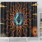 Wadjet Fiery Serpent Shower Curtain Egyptian Ankh Symbol in Dark Flame Protector Theme