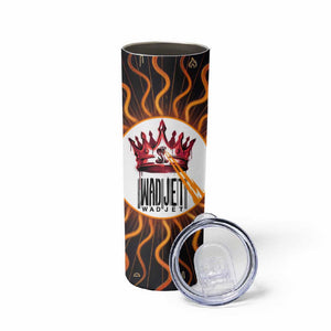 Wadjet Fiery Serpent Skinny Tumbler Egyptian Ankh Symbol in Dark Flame Protector Theme