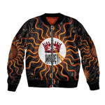 Wadjet Fiery Serpent Sleeve Zip Bomber Jacket Egyptian Ankh Symbol in Dark Flame Protector Theme