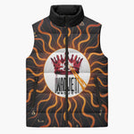 Wadjet Fiery Serpent Sleeveless Puffer Jacket Egyptian Ankh Symbol in Dark Flame Protector Theme