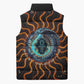 Wadjet Fiery Serpent Sleeveless Puffer Jacket Egyptian Ankh Symbol in Dark Flame Protector Theme