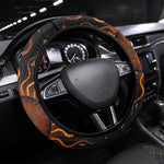 Wadjet Fiery Serpent Steering Wheel Cover Egyptian Ankh Symbol in Dark Flame Protector Theme