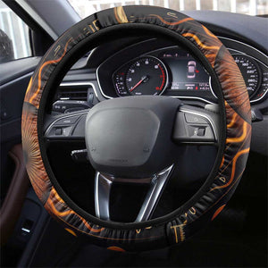 Wadjet Fiery Serpent Steering Wheel Cover Egyptian Ankh Symbol in Dark Flame Protector Theme