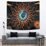 Wadjet Fiery Serpent Tapestry Egyptian Ankh Symbol in Dark Flame Protector Theme