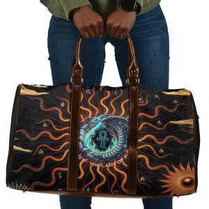 Wadjet Fiery Serpent Travel Bag Egyptian Ankh Symbol in Dark Flame Protector Theme