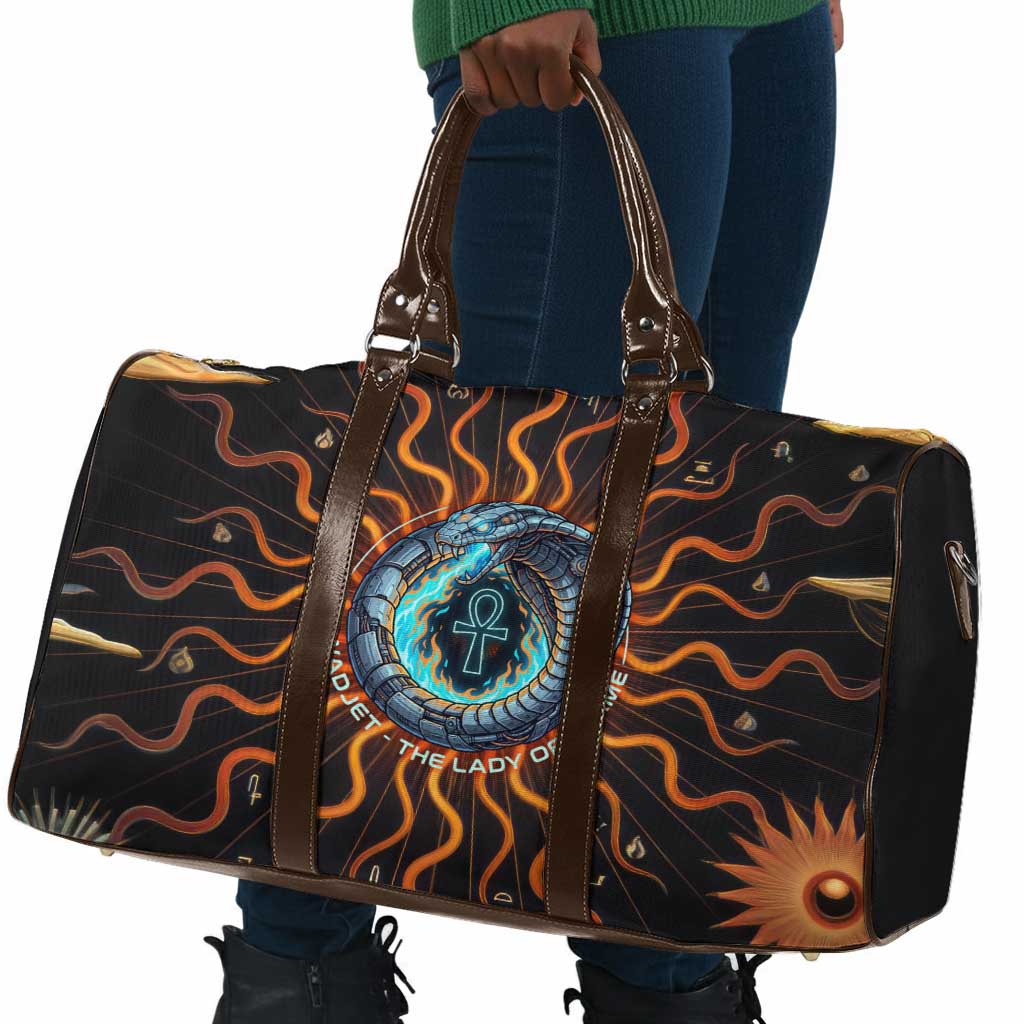 Wadjet Fiery Serpent Travel Bag Egyptian Ankh Symbol in Dark Flame Protector Theme