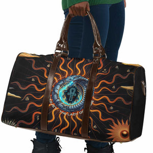 Wadjet Fiery Serpent Travel Bag Egyptian Ankh Symbol in Dark Flame Protector Theme