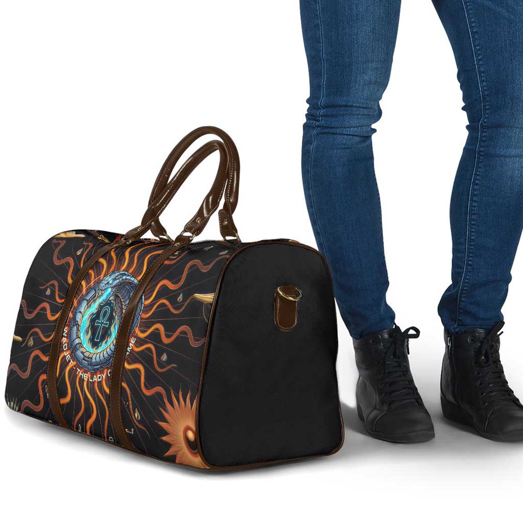 Wadjet Fiery Serpent Travel Bag Egyptian Ankh Symbol in Dark Flame Protector Theme