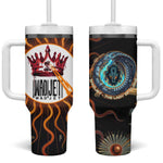 Wadjet Fiery Serpent Tumbler With Handle Egyptian Ankh Symbol in Dark Flame Protector Theme